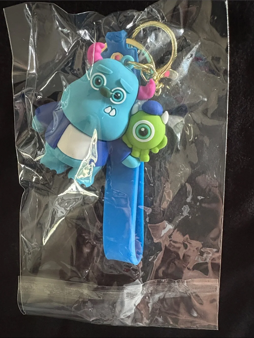 Blue Monsters Inc Sulley and Mike Silicone Keychain Bag Charm with Strap